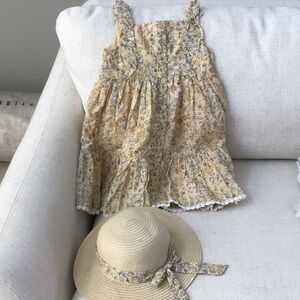 Catherine Malandrino Yellow Floral Kids Dress with Hat
